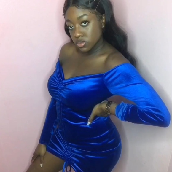 blue velvet dress pretty little thing